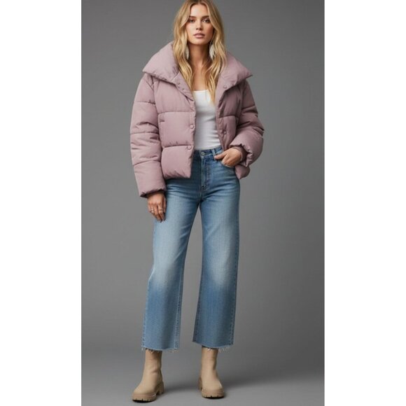 Banana Republic Jackets & Blazers - Banana Republic Dried Berry Short Duvet Puffer Coat Jacket Women's Size XL
